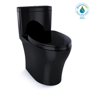 Toto Aquia IV One Piece Elongated Auto Flush Washlet+ Ready Universal Height Toilet Dual Flush 0.9 and 1.28 GPF with SS124 SoftClose Seat in Ebony