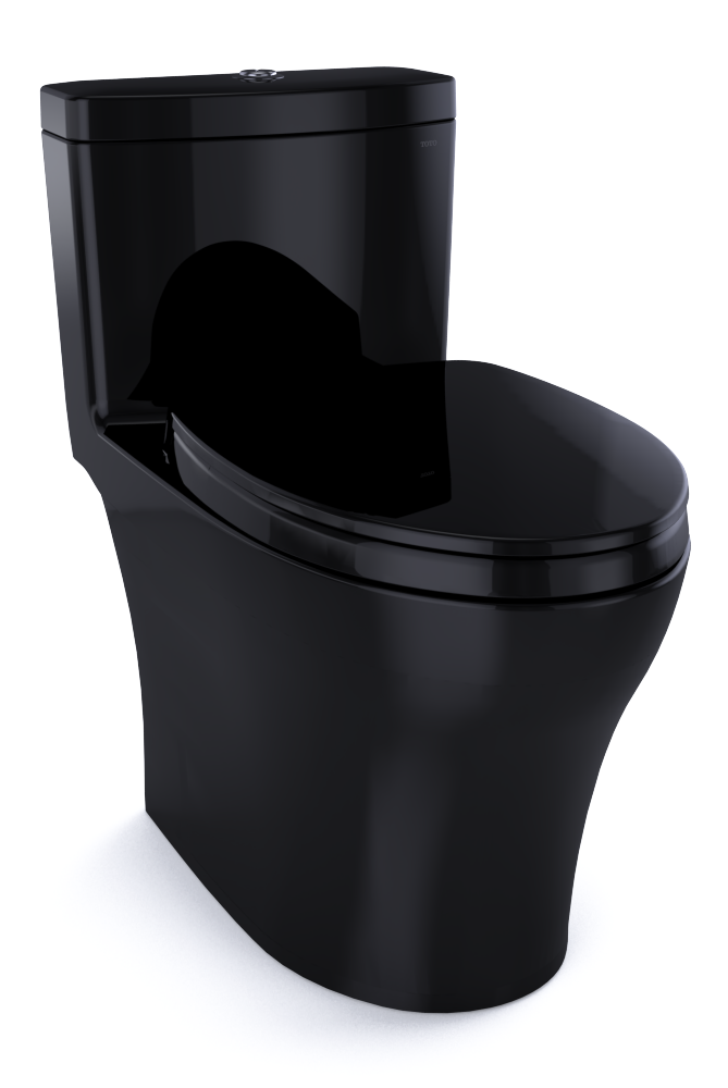 Toto Aquia IV One Piece Elongated Auto Flush Washlet+ Ready Universal Height Toilet Dual Flush 0.9 and 1.28 GPF with SS124 SoftClose Seat in Ebony