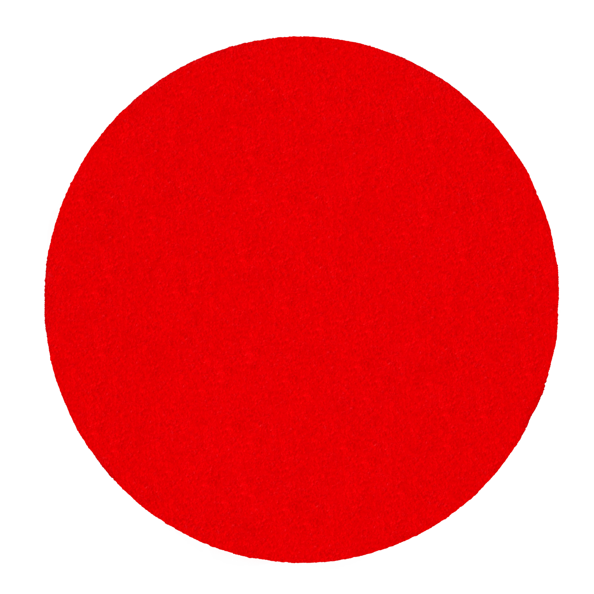 Red circular sanding disc with textured surface, 6 inches in diameter.