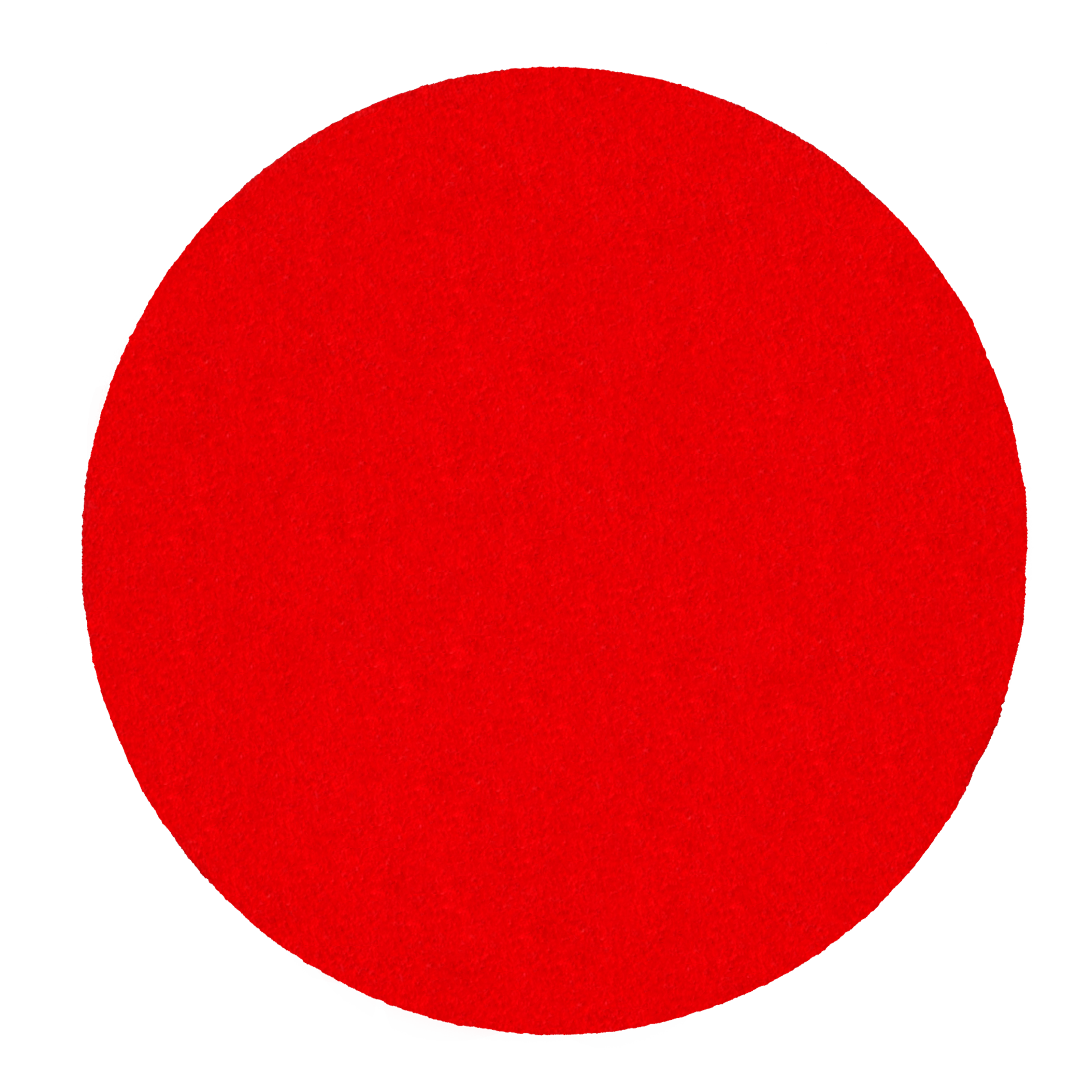 Red circular sanding disc with textured surface, 6 inches in diameter.