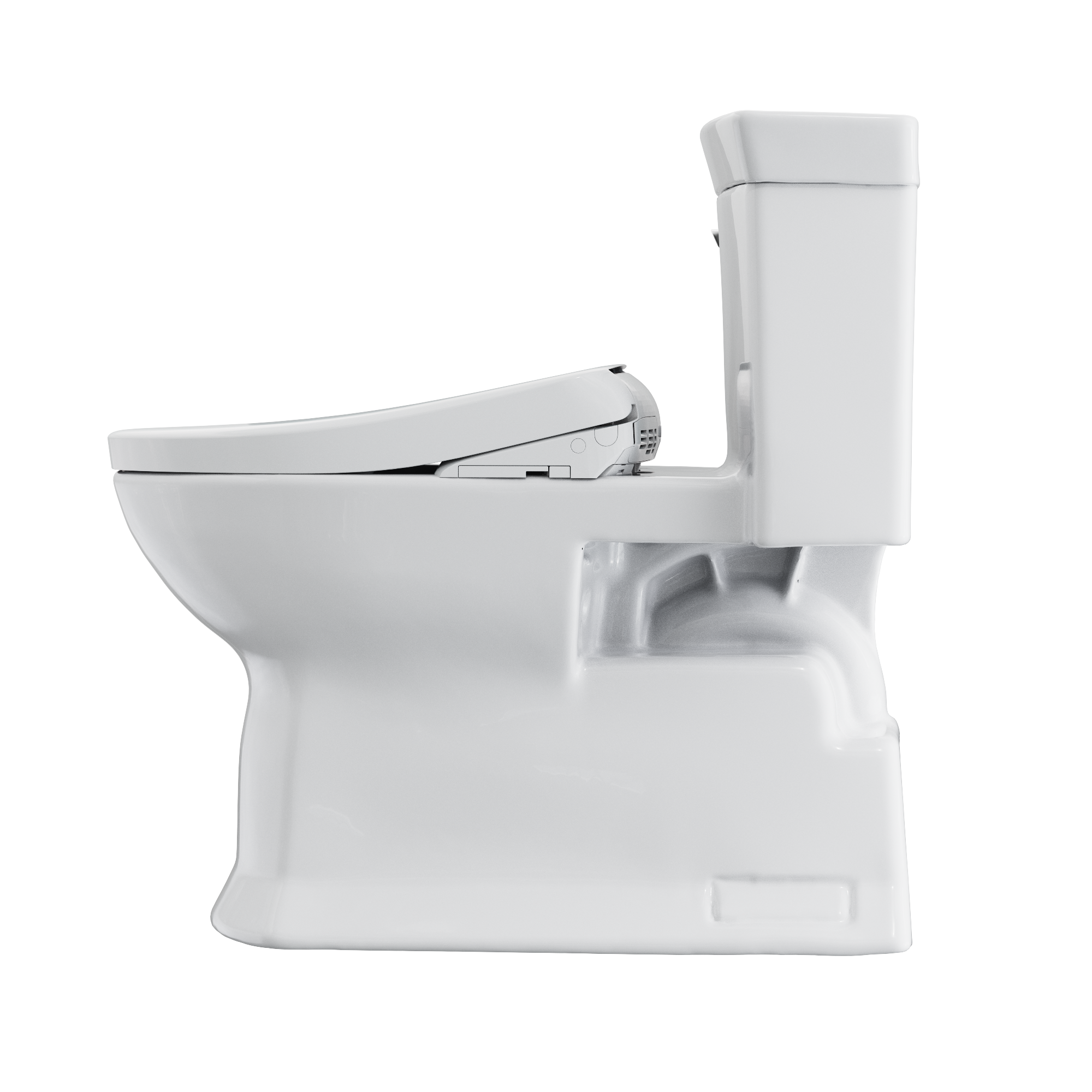 Toto Soiree One Piece Elongated Universal Height Toilet with CEFIONTECT 1.28 GPF with Contemporary Washlet+ S7A Bidet Seat in Cotton White