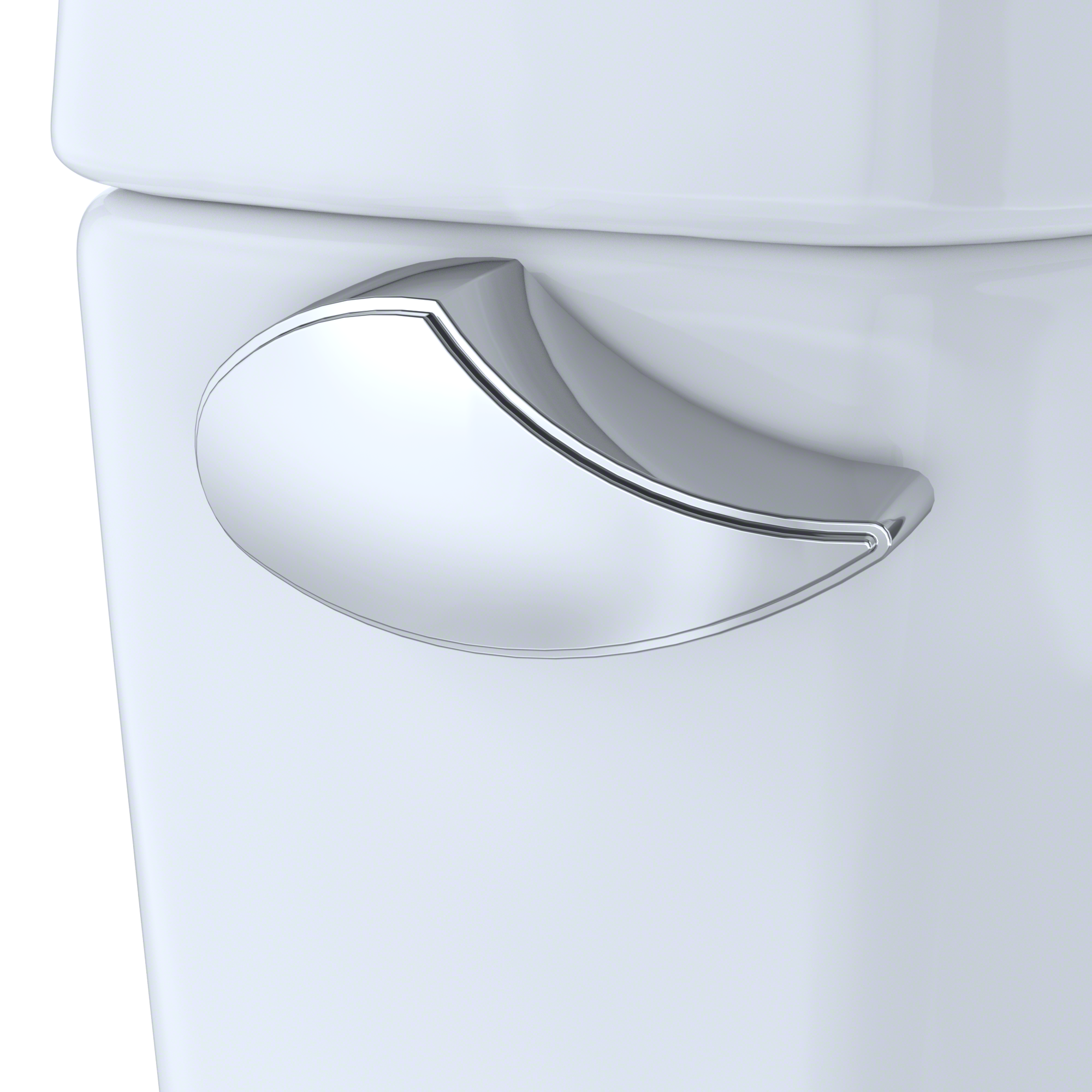 White elongated toilet with chrome lever handle and integrated bidet seat attachment.