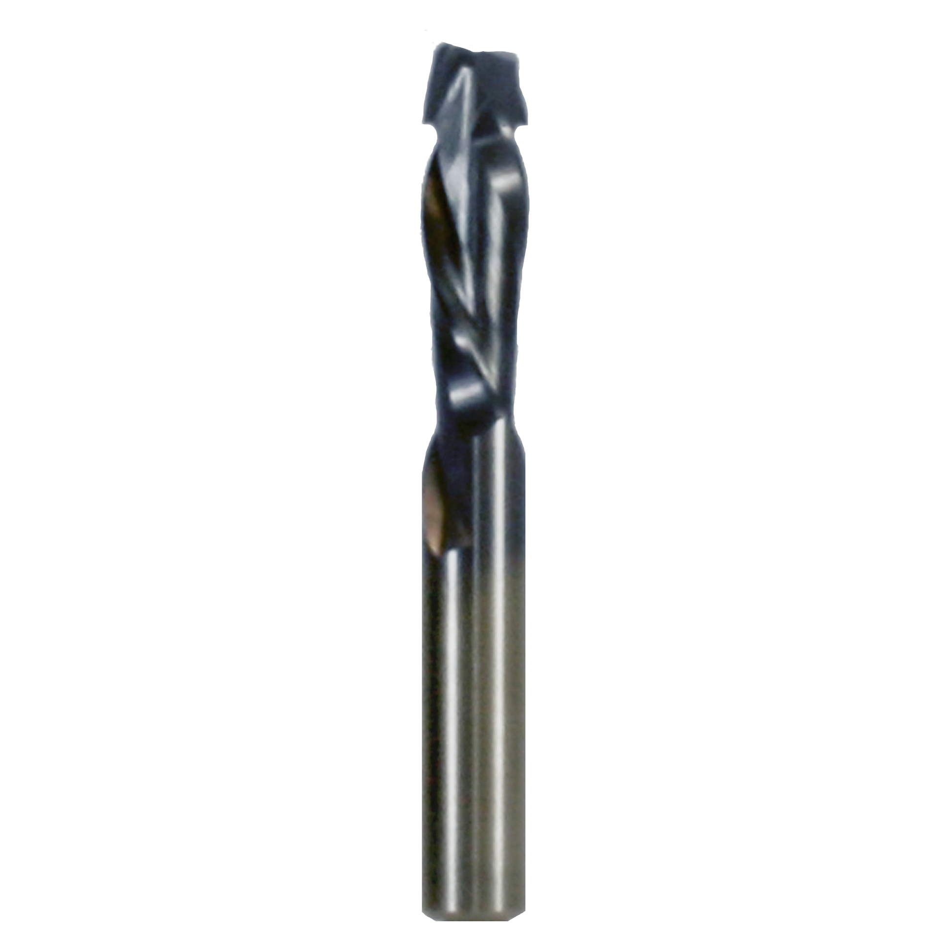 Freud 77-405 3/8" two flute mortise compression bit with dark cutting head and metallic shank.