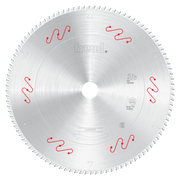10-inch circular saw blade with carbide-tipped teeth around the edge, Freud branding and red vibration-reduction symbols visi