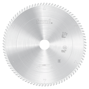 Freud LU4B01 203mm circular saw blade with silver coating and fine-tooth edge for plastics and plexiglass.