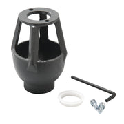 Gray metal air gap assembly with center opening, white rubber ring, two screws, and black mounting bracket included.