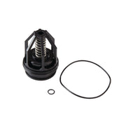 Black rubber parts kit with spring-loaded assembly, large O-ring, and small O-ring for RPZ valve.