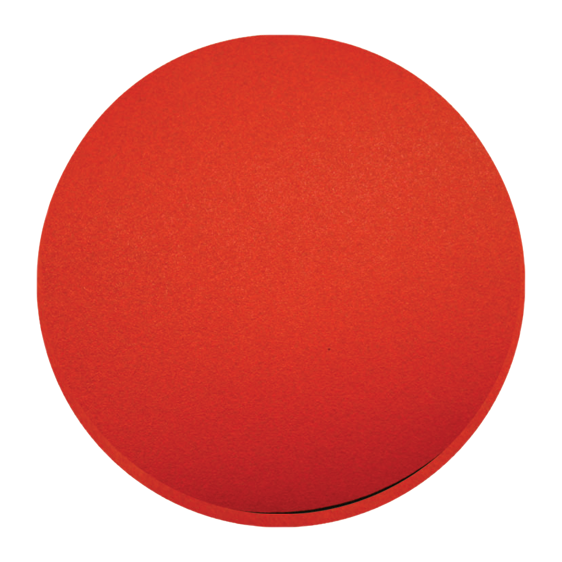Red circular sanding disc with hook and lock backing, approximately 6-7/8 inches in diameter.