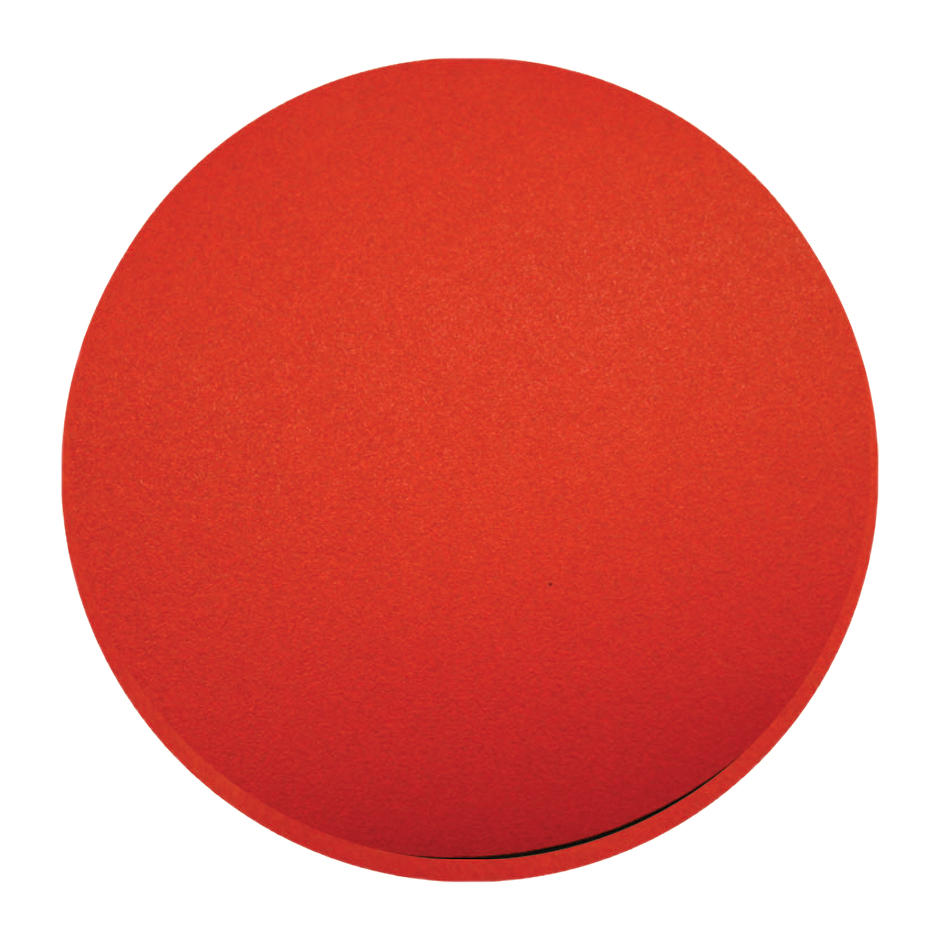 Red circular sanding disc with hook and lock backing, approximately 6-7/8 inches in diameter.