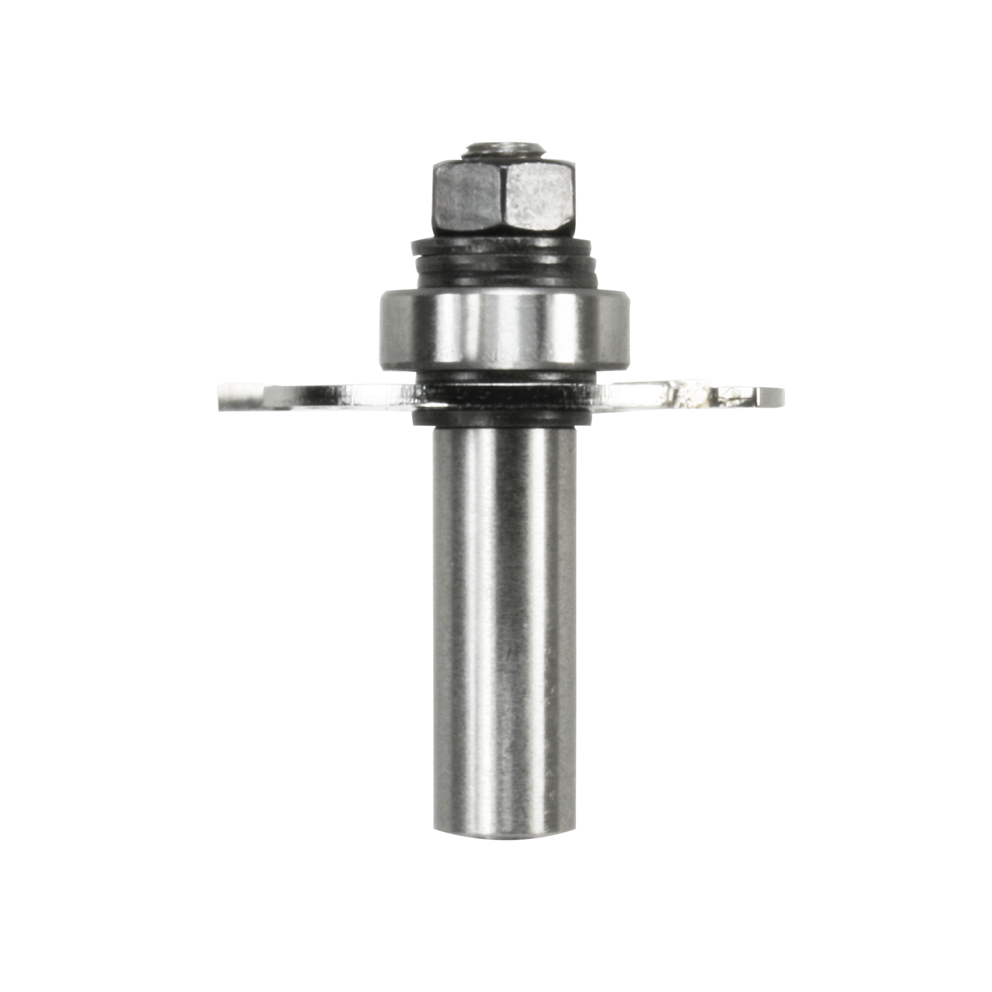Steel slotting cutter tool with cylindrical shaft, hexagonal nut head, and flat cutting blades extending horizontally.