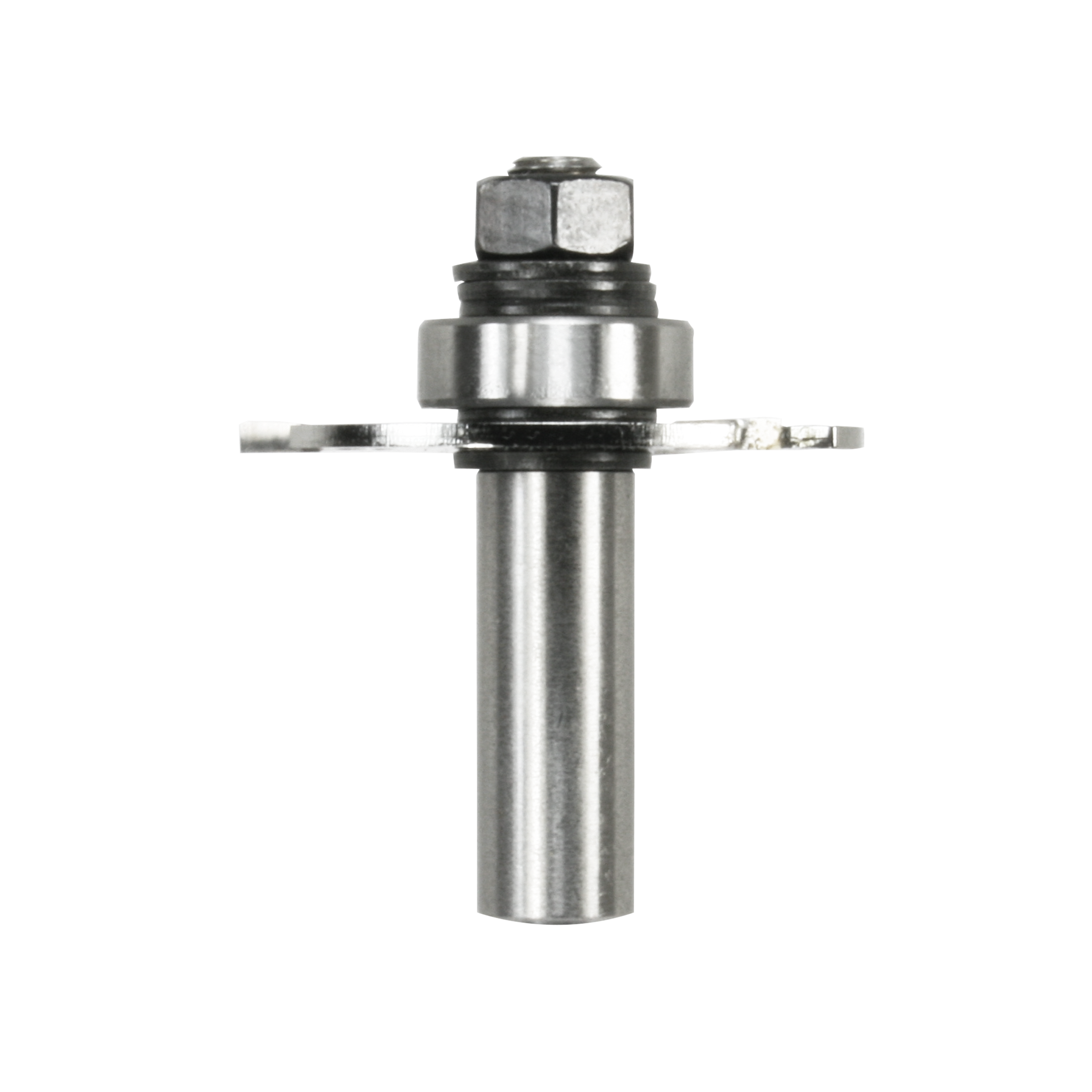Steel slotting cutter tool with cylindrical shaft, hexagonal nut head, and flat cutting blades extending horizontally.