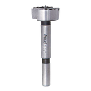 Freud Forstner bit with cylindrical steel shaft and wide cup-shaped cutting head with central point.