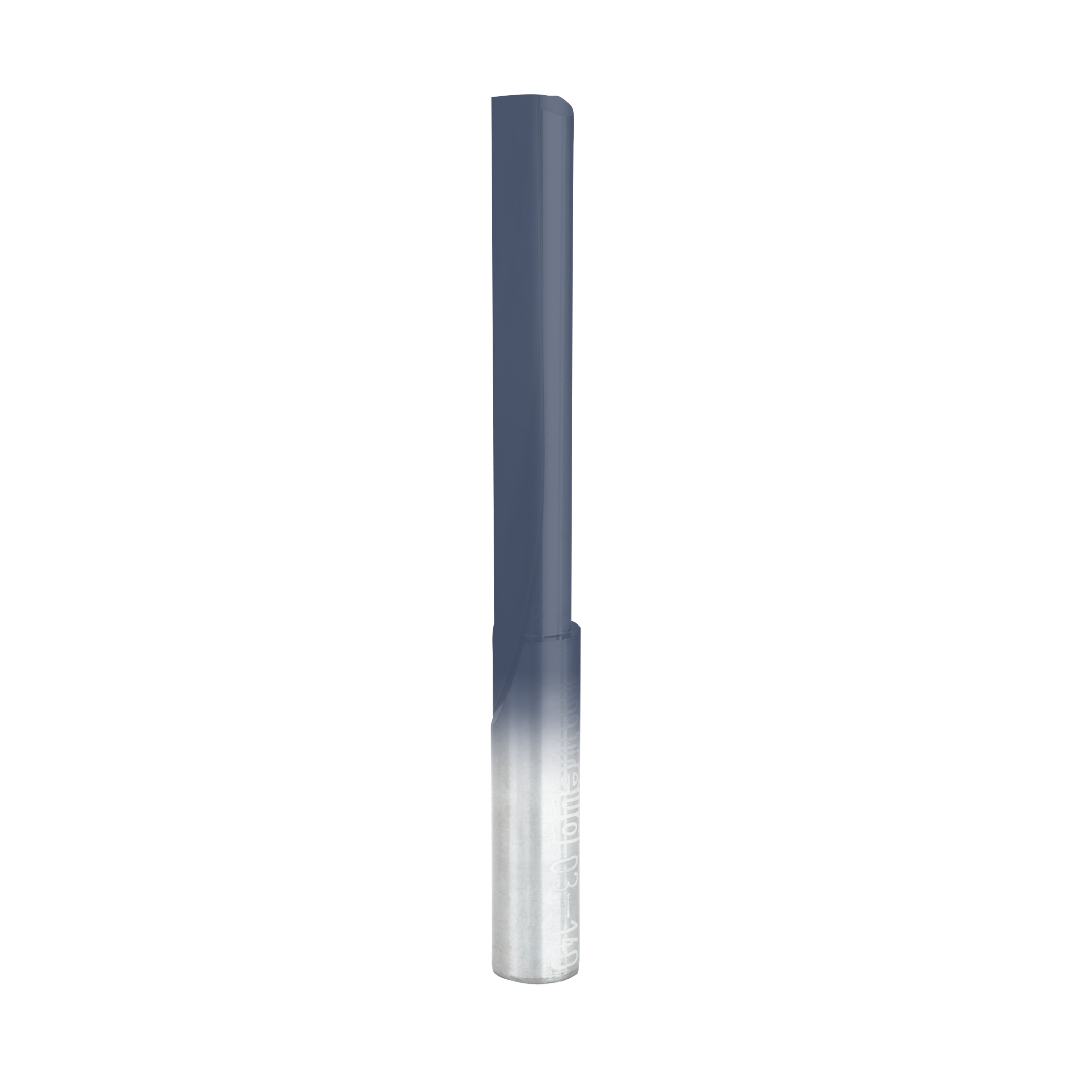 Freud 1/4" diameter single flute straight router bit with dark gray and silver coloring.