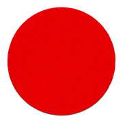 Red circular sanding disc with adhesive backing for random orbital sanders.