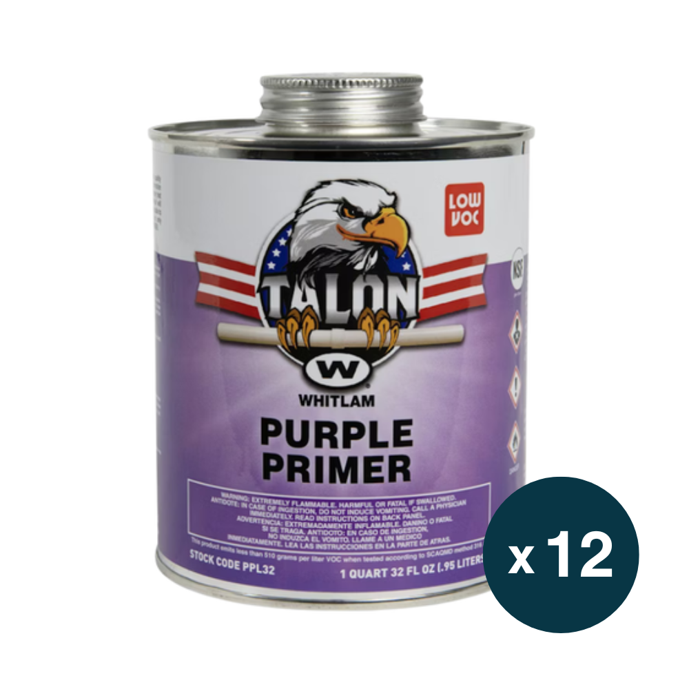 Whitlam TALON purple primer quart can with eagle logo and metal cap.