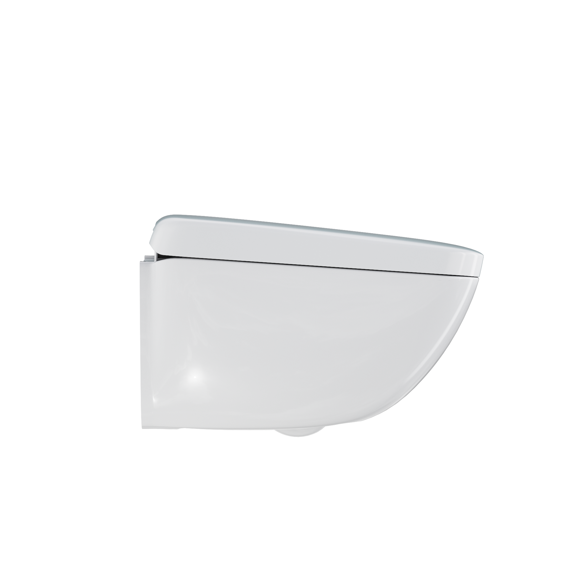 Cotton white wall-hung toilet with integrated bidet seat and rounded square bowl design.
