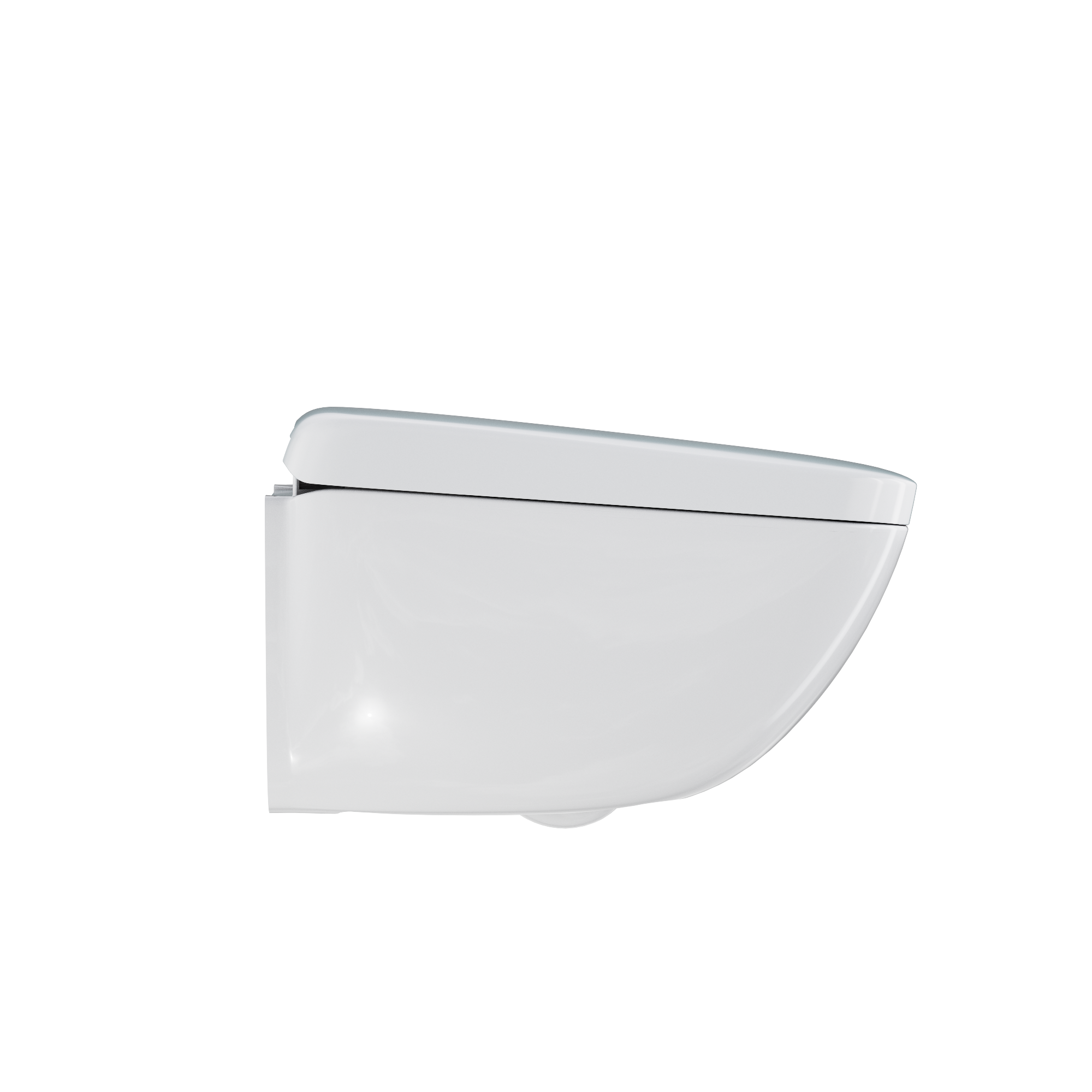 Cotton white wall-hung toilet with integrated bidet seat and rounded square bowl design.