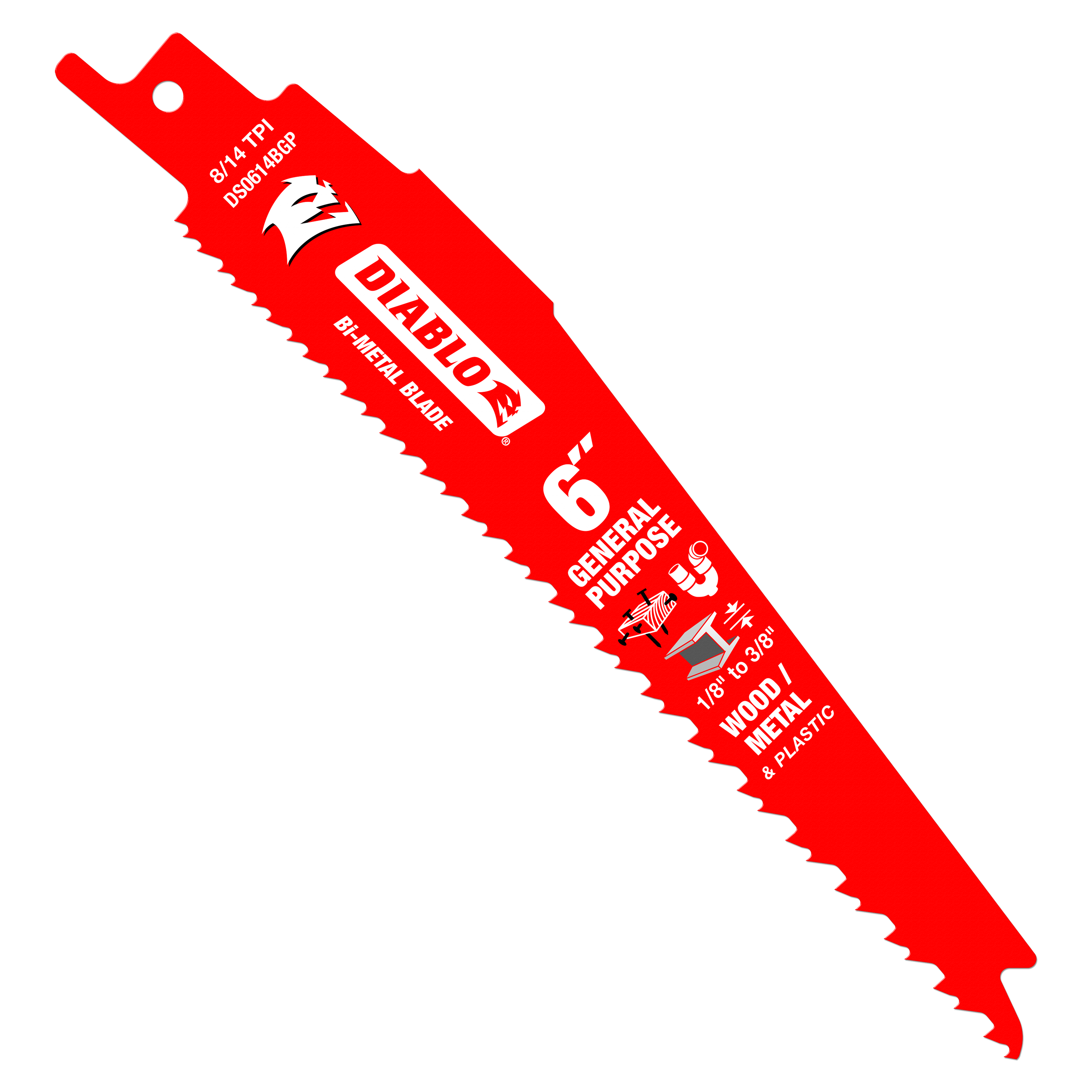 Diablo DS0614BGP25 6 in. Bi-Metal Recip Blade for Nail-Embedded Wood, Metal, and Plastic - 2 Packs of 25 (50 Total)