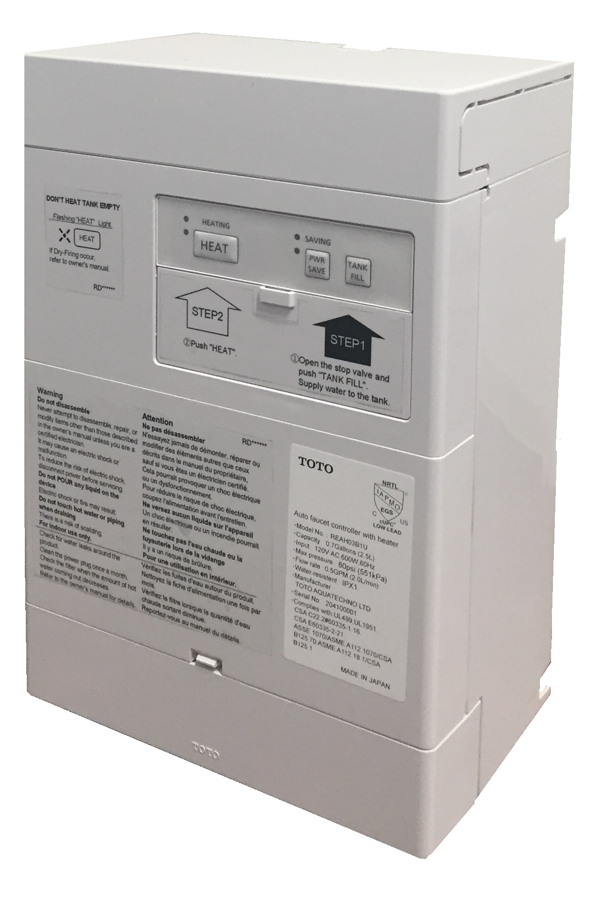 Toto AC Powered 0.5 GPM 10 SEcond On-Demand Water Supply Heater And Controller For Touchless Spouts