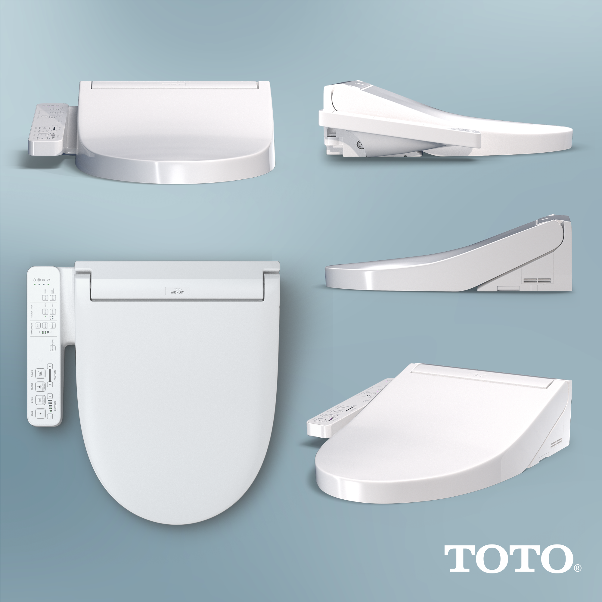 TOTO KC2 Bidet Seat with Attached Remote - Round in Cotton White