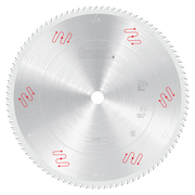 Freud 420mm circular saw blade with silver coating and red markings for aluminum and non-ferrous metal cutting.