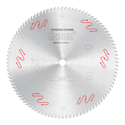 Freud LU2C18 circular saw blade with carbide-tipped teeth and red wavy markings around perimeter.