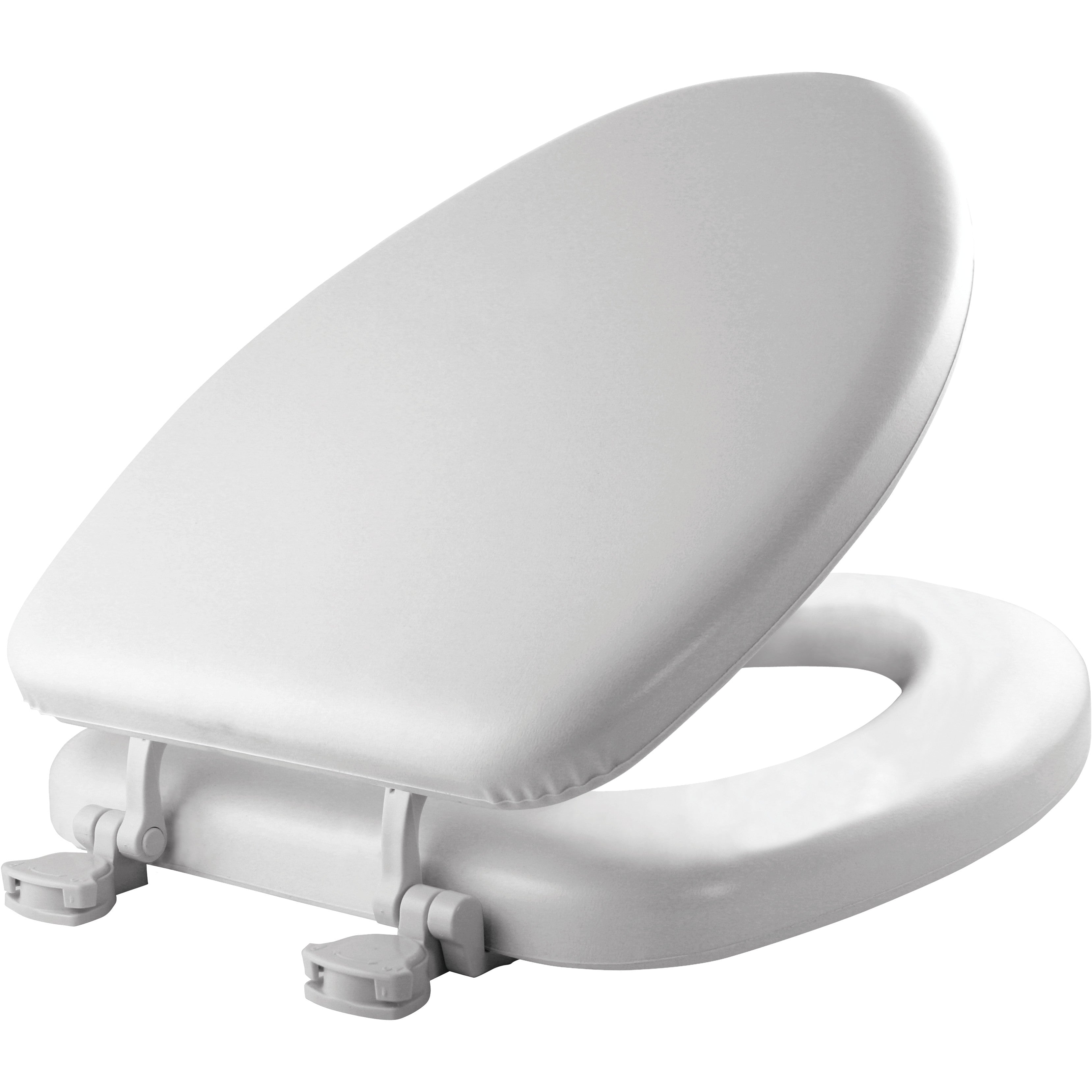 Mayfair by Bemis 115EC 000 Elongated Cushioned Vinyl Soft Toilet Seat in White with STA-TITE Seat Fastening System and EasyClean Hinge