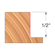 Straight edge cutter bit with 1/2" height and wood grain texture visible on cutting surface.