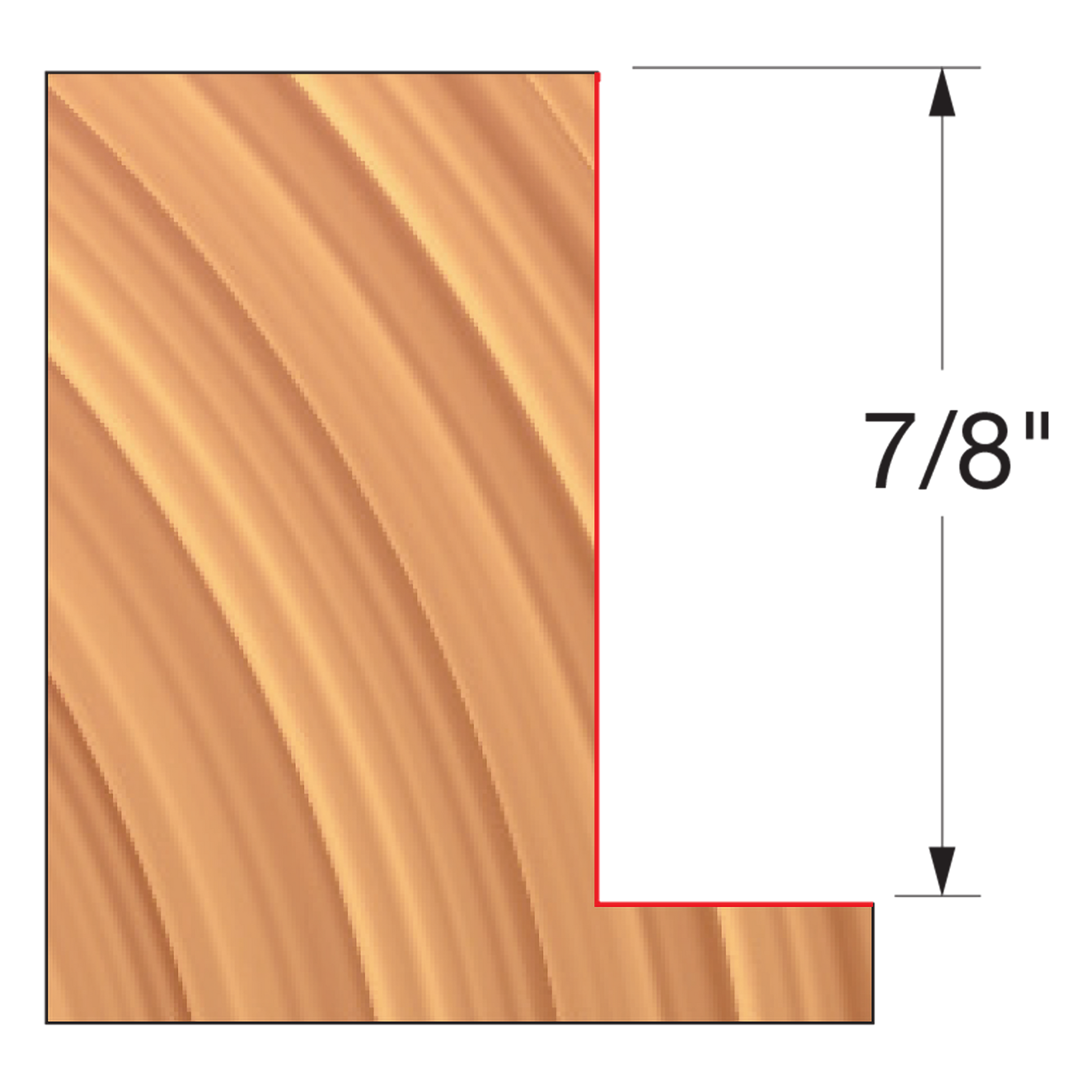 Straight edge cutter with curved cutting surface and 7/8" thickness dimension marked.