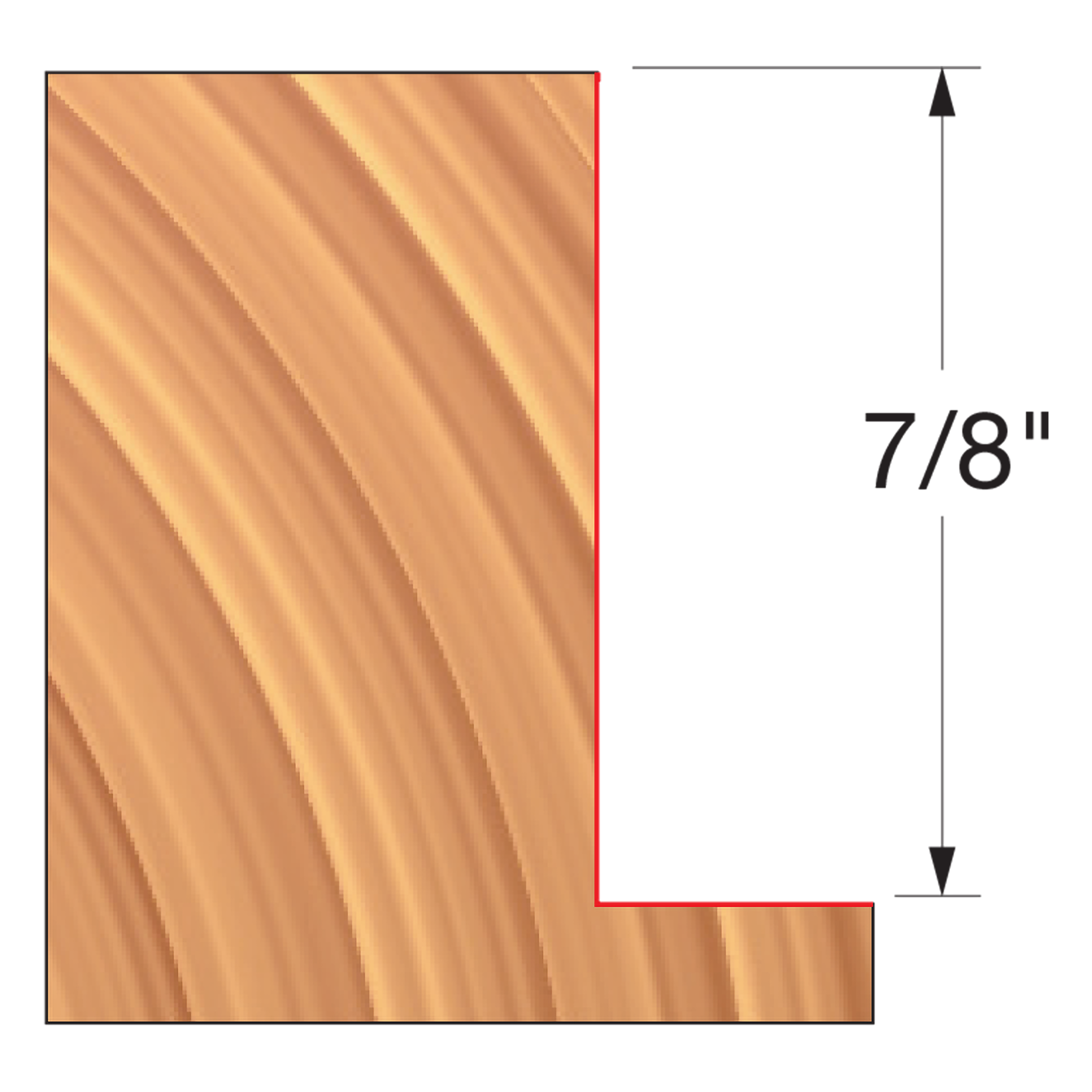 Straight edge cutter with curved cutting surface and 7/8" thickness dimension marked.