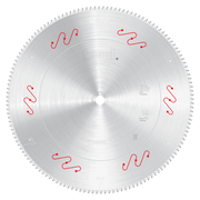 20-inch aluminum saw blade with fine teeth and red wavy markings around the perimeter.