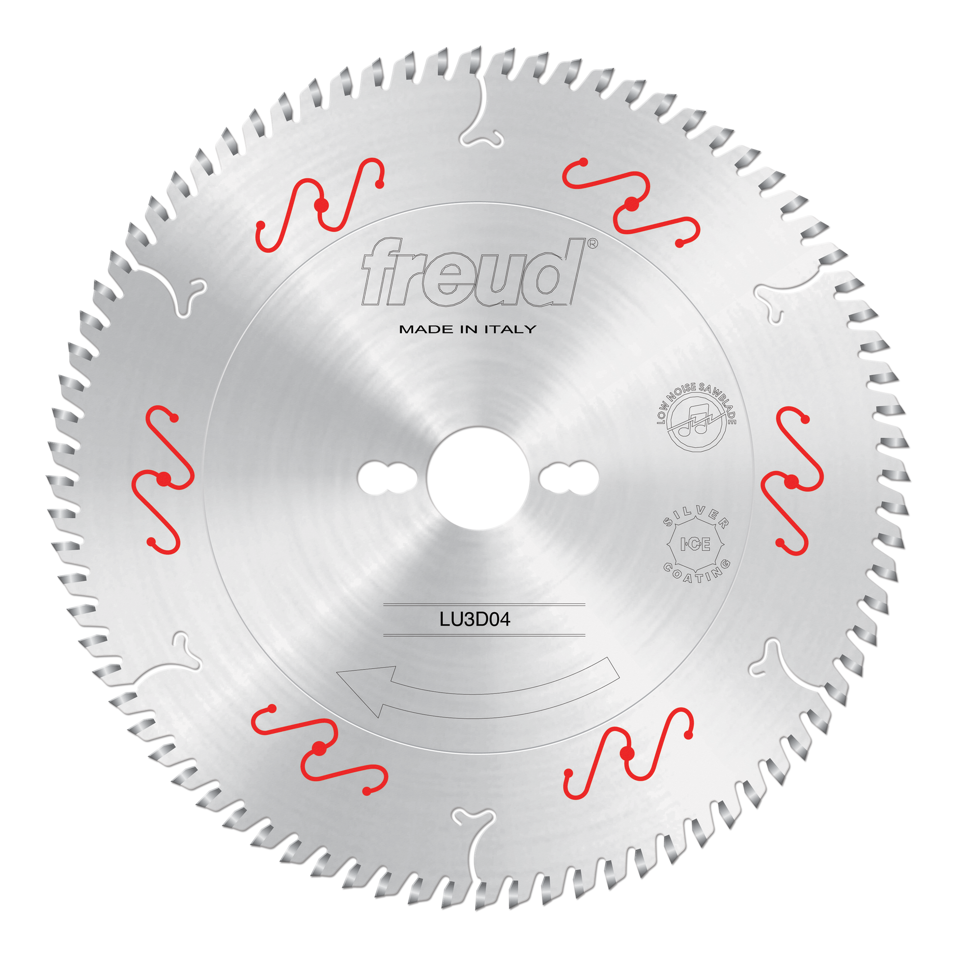 Freud LU3D04 circular saw blade with 250mm diameter, multiple carbide teeth around perimeter, and central mounting hole.
