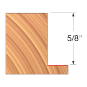 Straight edge cutter with tan carbide cutting surface and red outline marking 5/8" height dimension.