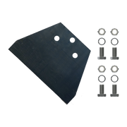 Black SDS-Max floor scraper blade with mounting holes and four bolts with washers and nuts.