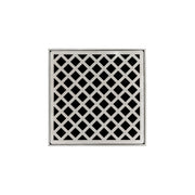 Square satin stainless steel drain grate with diagonal diamond pattern design.