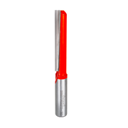 Freud 1/2" diameter single flute straight router bit with red cutting head and silver metal shank.