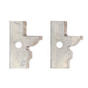 Two Freud RS-D profile knives with curved cutting edges and mounting holes, viewed from the front.