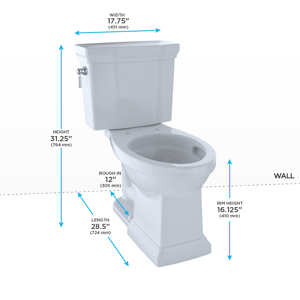 Toto Promenade II 1G Two Piece Elongated Universal Height Toilet 1.0 GPF Less Seat in Ebony