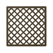 Square oil rubbed bronze drain cover with diagonal lattice pattern cutouts, 5" x 5".