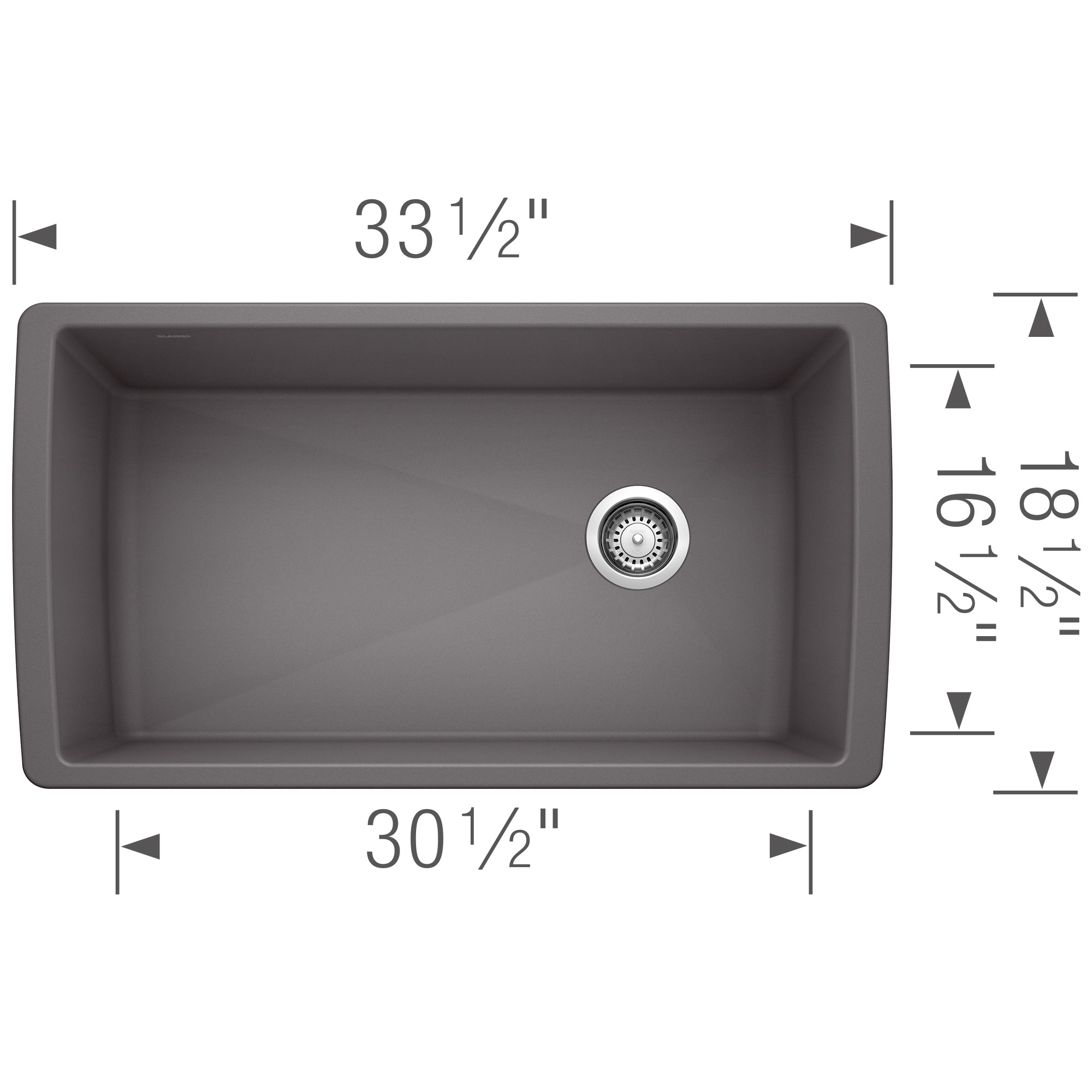 Blanco 441764 Diamond Silgranit Super Single Bowl Undermount: Cinder