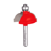 Red classical cove router bit with metal shank and bearing, 5/16" radius cutting head.