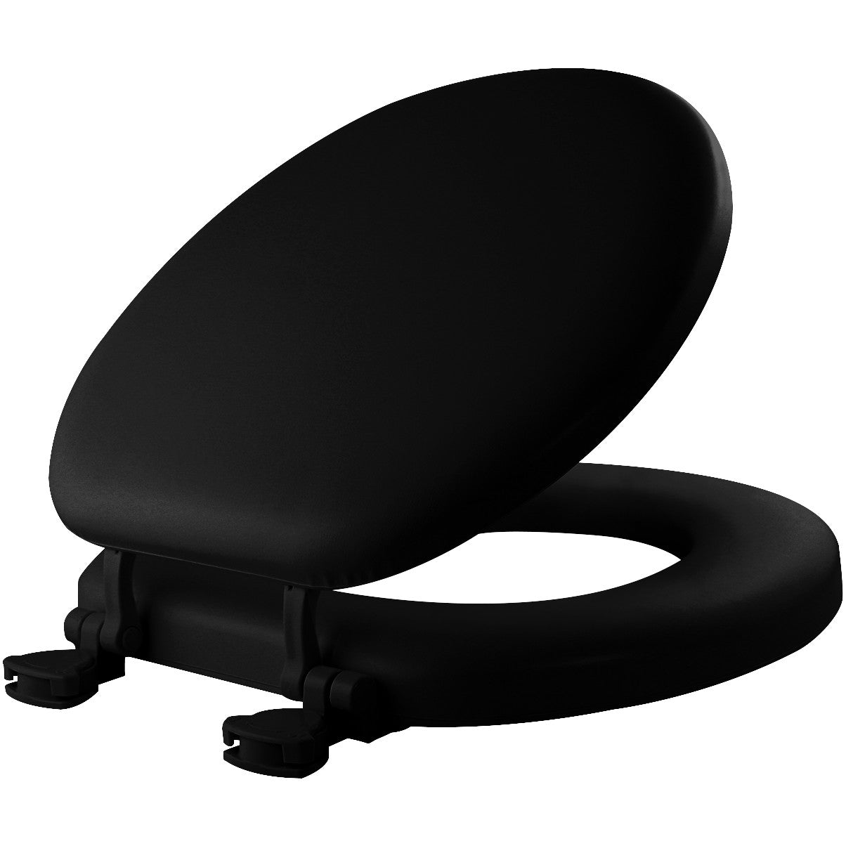 Mayfair by Bemis 15EC 047 Round Cushioned Vinyl Soft Toilet Seat in Black STA-TITE Seat Fastening System and EasyClean Hinge