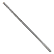 Long gray metal rebar cutter bit with spiral flutes and SDS-Plus shank on white background.
