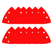 Two red triangular oscillating sanding sheets with white mounting holes arranged in rows.
