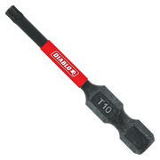 Black and red Diablo torx drive bit with T10 marking on the tip and red band with Diablo logo on shaft.