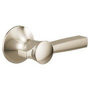 Polished nickel tank lever with round handle and circular mounting plate.