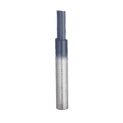 Silver and dark gray straight router bit with two flutes and cylindrical shank.