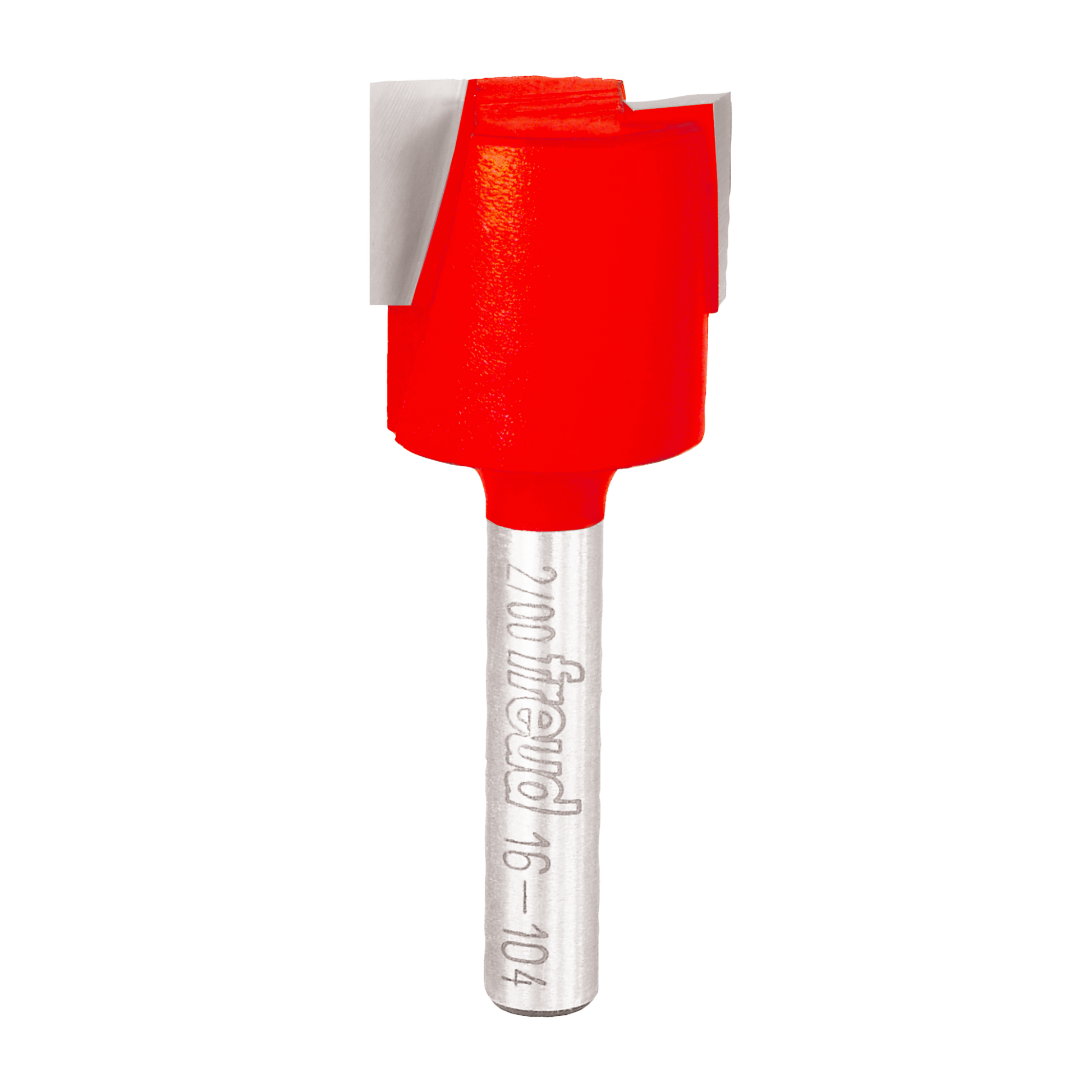 Red mortising bit with silver shank and Freud branding, 3/4" diameter cutting head.