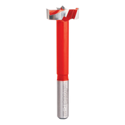 Freud FC-007 Forstner bit with red shaft, silver cutting head, and center point for woodworking.