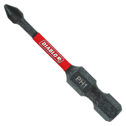 Black Phillips #1 drive bit with red Diablo band, 2 inches long, double-ended design.